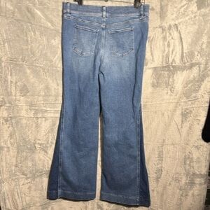 Spanx jeans XL Women's  wide‎ leg pull on flare mixed denim detail medium wash